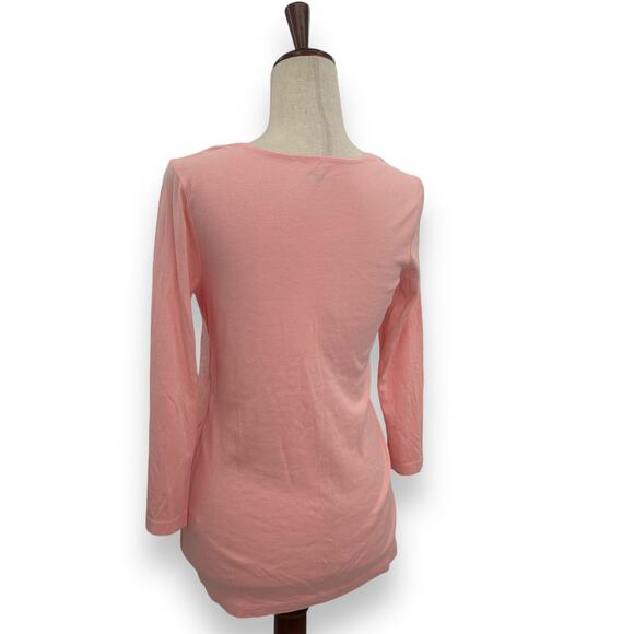 Three Dots Light Pink Knot Front Top Size Large Cotton Modal Draped Twist Wrap - Picture 6 of 10